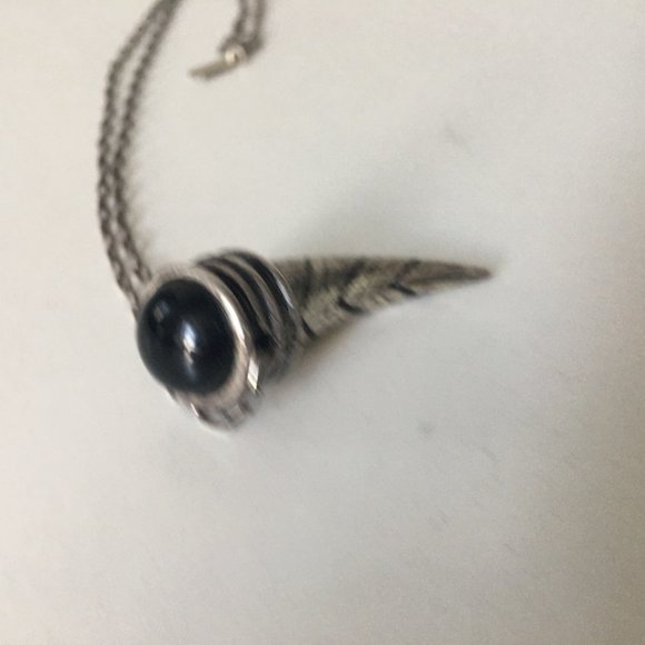 Pamela love antiquated silver necklace with tooth / horn w Onyx - Picture 6 of 7